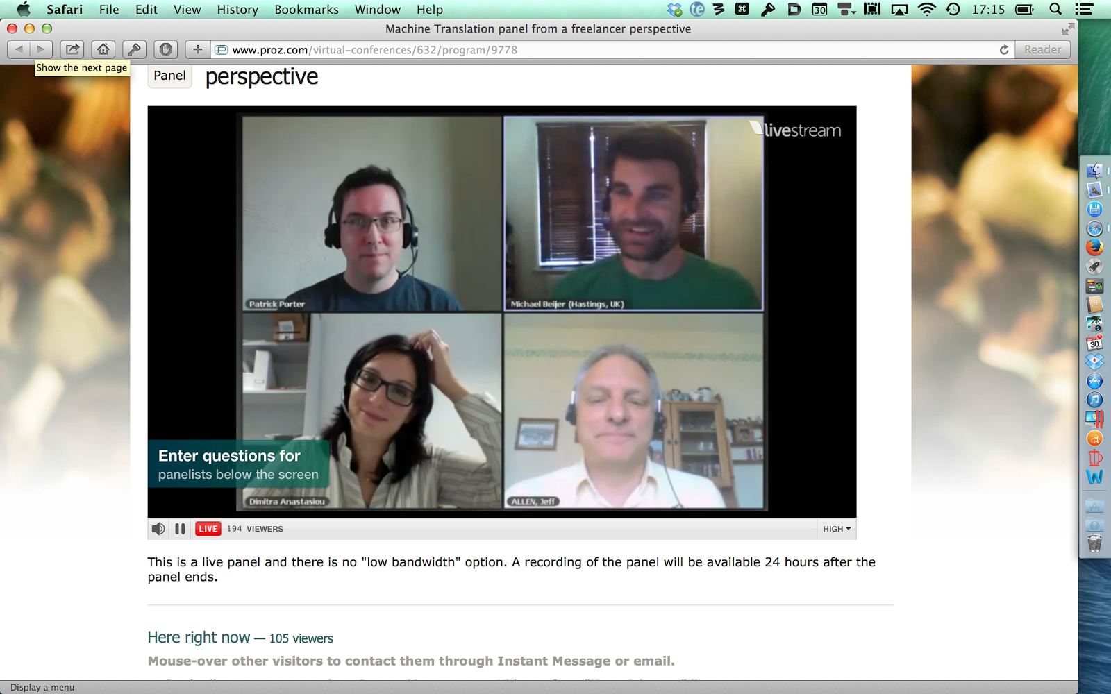 Screenshot from the live panel session