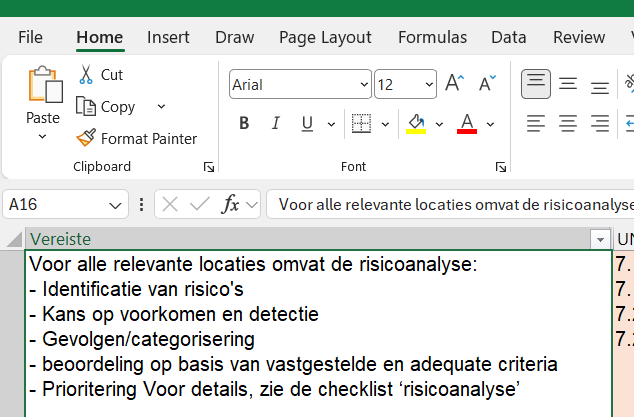 Generated target Excel file showing correct in-cell line breaks