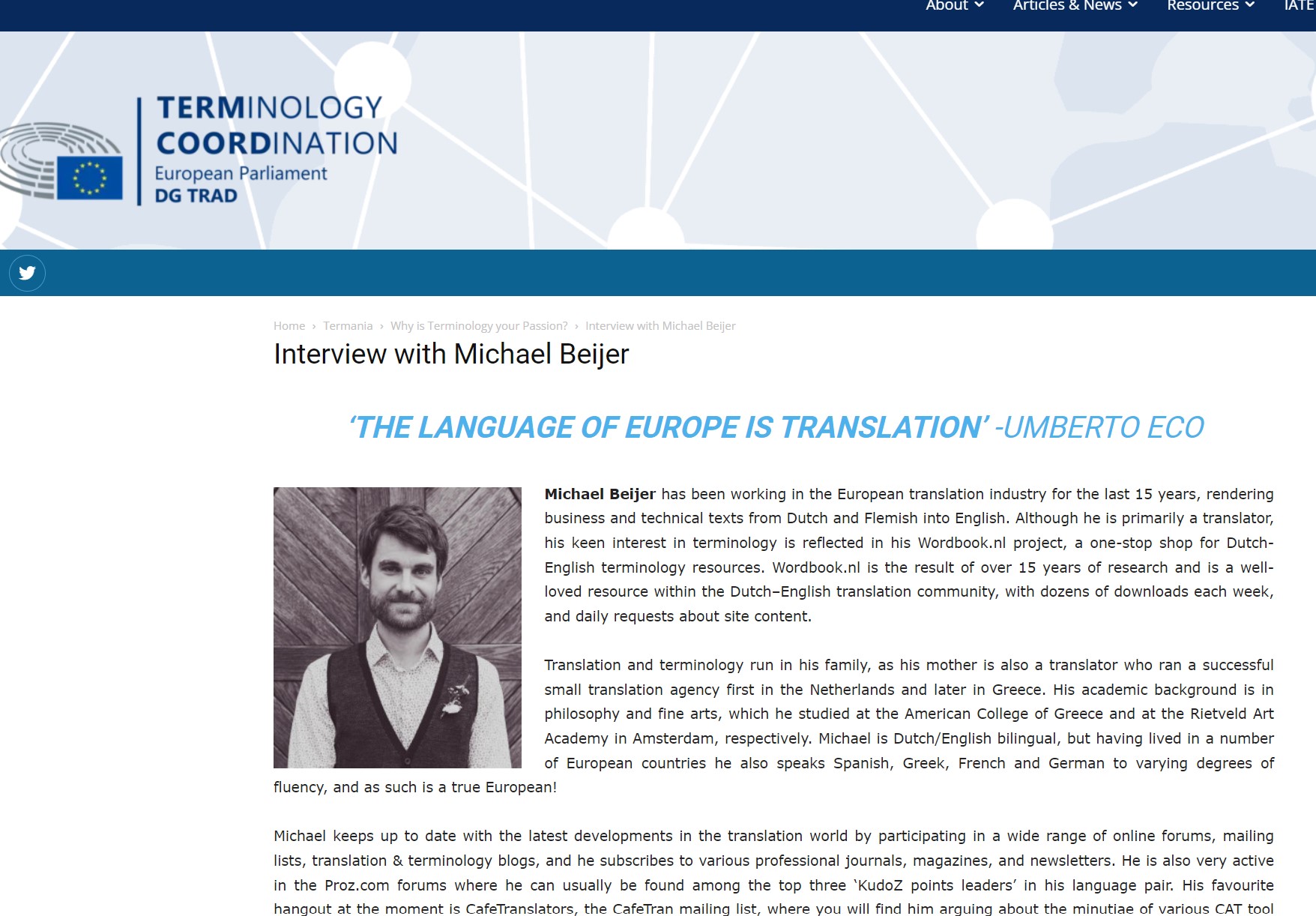 Why is terminology your passion? on the old EU Bookshop website
